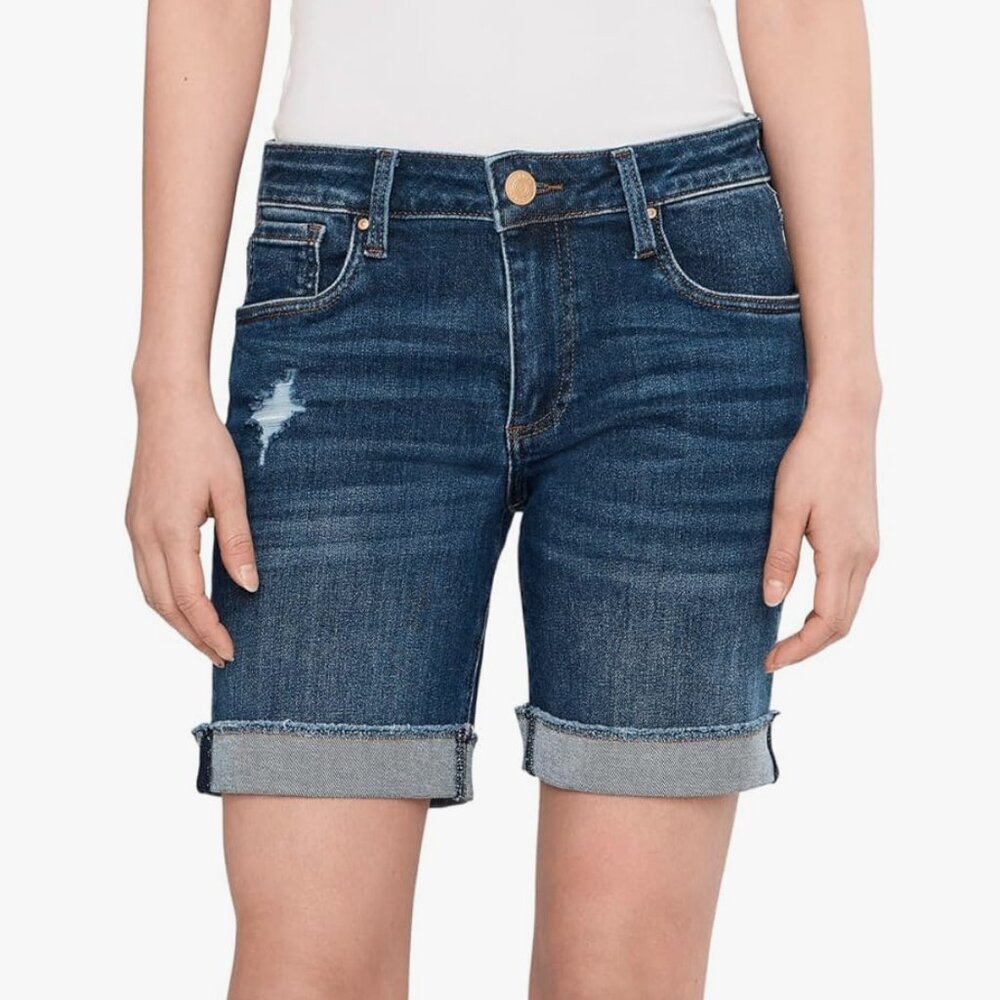 Kut From The Kloth Katherine Boyfriend Bermuda Shorts Size 6 Women's Medium Blue